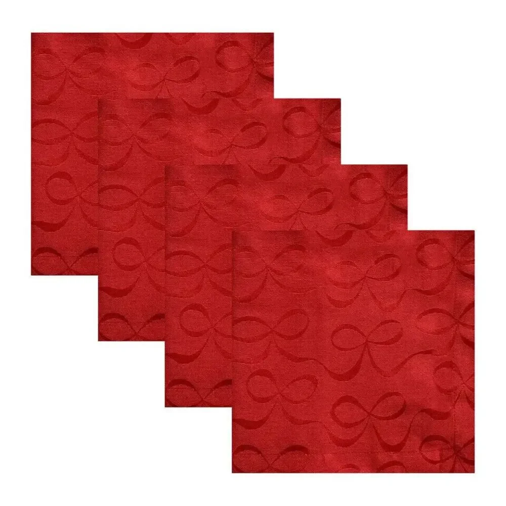 Kate Spade Red Napkins Set of 4 All Wrapped Up Holiday Christmas Bows Valentine